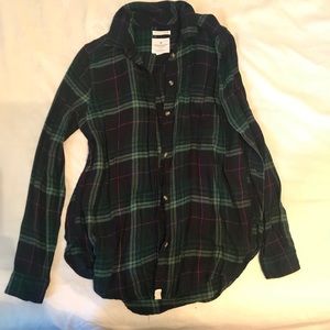 Button-up Green Plaid Shirt